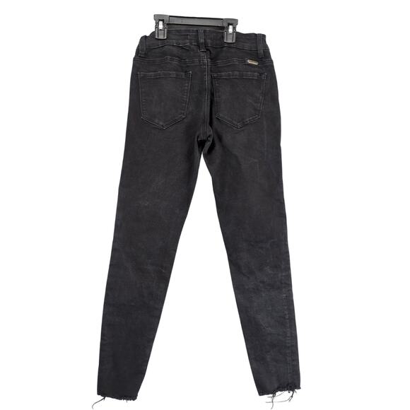 Kancan June Low Rise Ankle Skinny Black Jeans, Raw Hem, Distressed, Size 5/26 - Picture 3 of 6